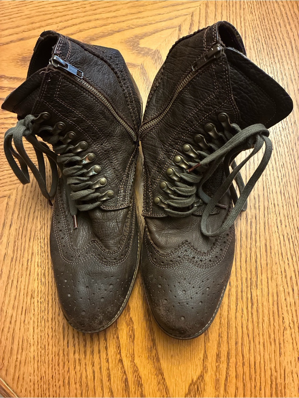 Feud Britannia Men's Distressed Leather Brogue Boots size 12